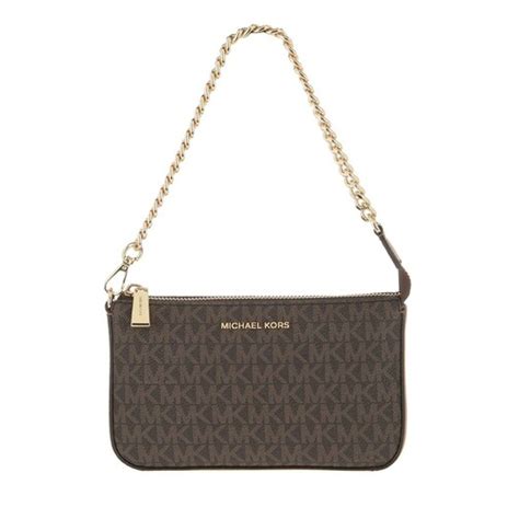 michael kors pouches chain pouchette brown|michael kors chain link.